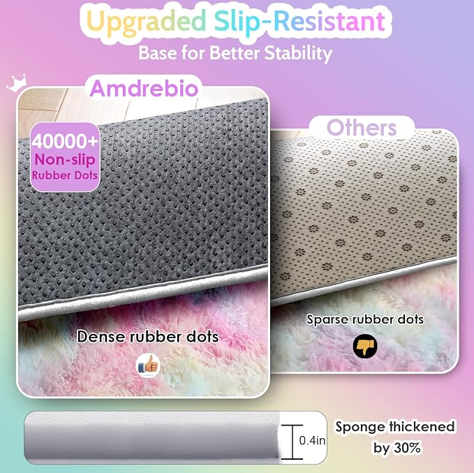Amdrebio Rainbow Unicorn Fluffy Big Rug 6x9 - Image 6