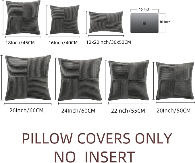Fancy Homi 2 Packs Dark Gray Lumbar Decorative Throw Pillow Covers 12x20 Inch - Image 6