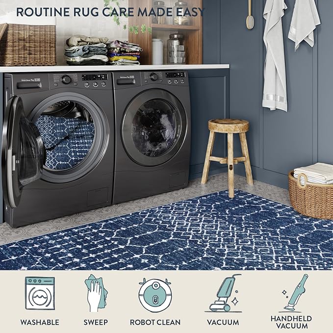 Lahome Moroccan Living Room Rug 9x12 Non-Slip Washable Ultra-Thin Soft Large - Image 4