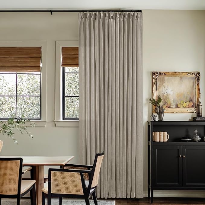 Flax Linen Curtains Pinch Pleated 84 Inch Length 2 Panels Burlywood Birch | - Image 6