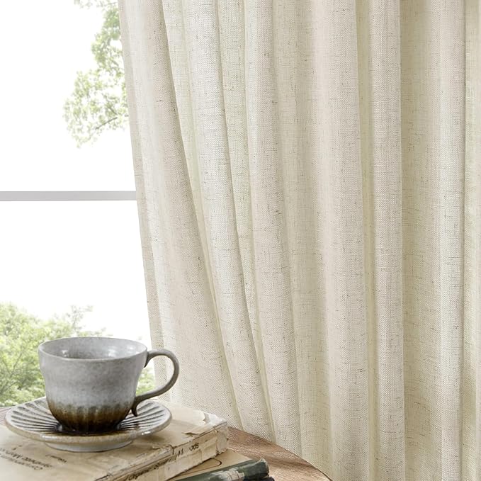 Joydeco Linen Curtains 90 Inch Length 2 Panel Sets, Light Filtering Curtains - Image 3