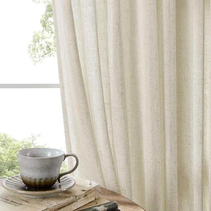 Joydeco Linen Curtains 108 Inch Length 2 Panel Sets, Light Filtering Curtains - Image 3