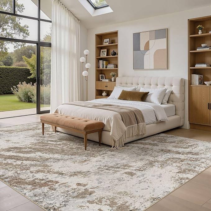 DMOYEST 10x12 Washable Area Rug: Abstract Modern Non-Slip Carpet, Soft Low Pile - Image 4