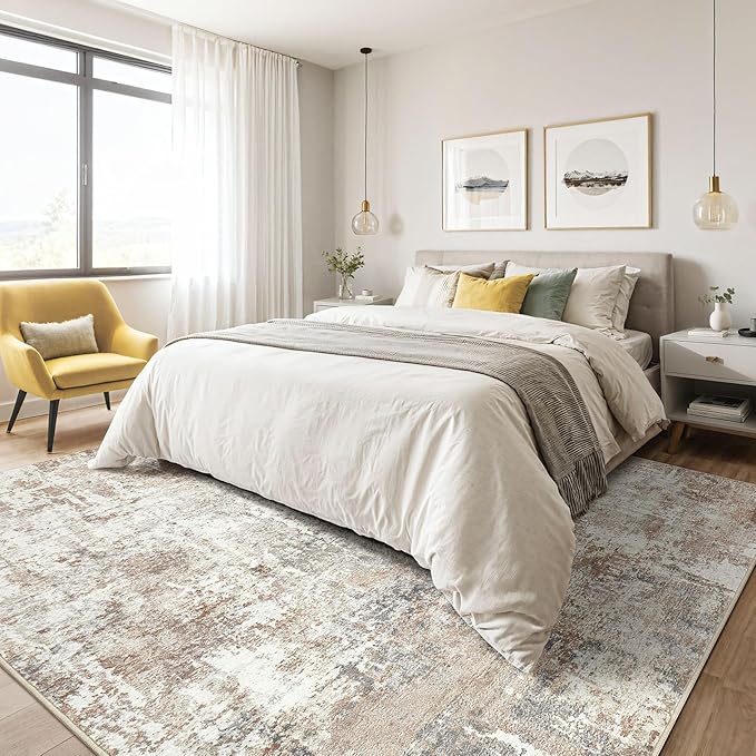 LOONGRUG 10x12 Area Rug Washable Large Neutral Modern Living Room Rug | - Image 4