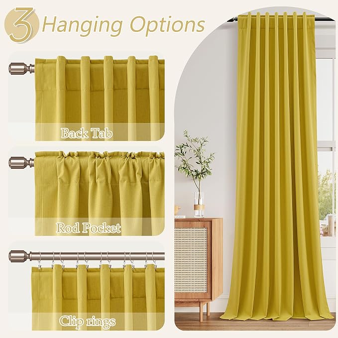 100% Blackout Curtains 90 Inch Length 2 Panels Set - Image 4
