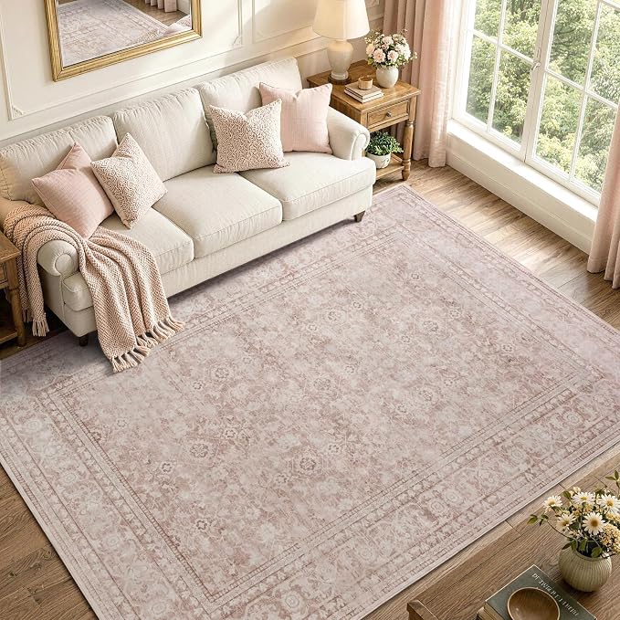 5x7 Ft Area Rugs for Living Room, Soft Non-Slip Machine Washable Rug, Vintage by Lo%CC%80utiRootHome