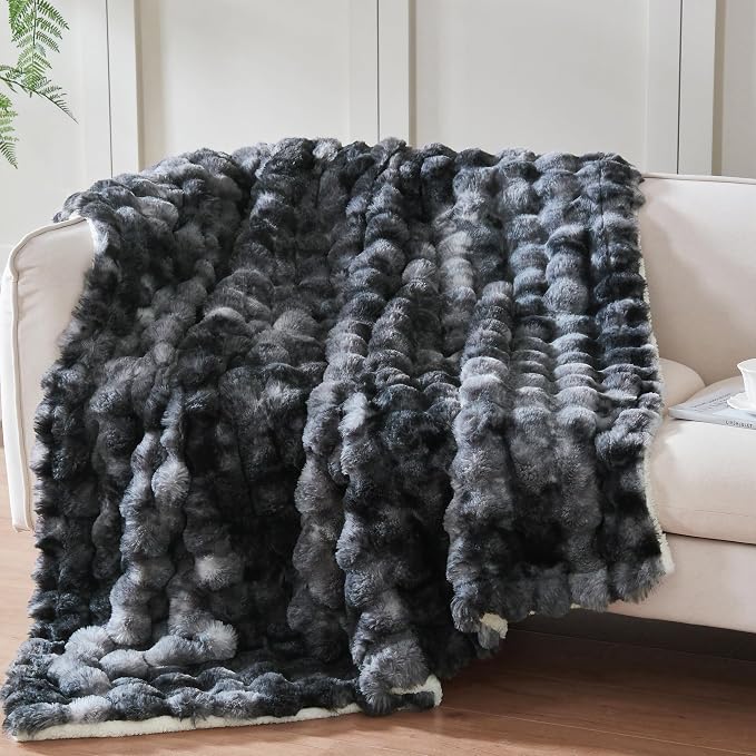 50x60 Inches Ultra-Soft Fuzzy Faux Fur Plush Throw Blanket by Serenhom
