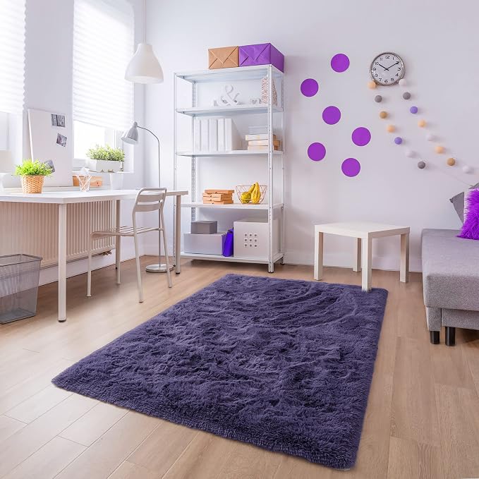 6x9 Large Taro Purple Fluffy Soft Area Rug Non-Slip - Image 5