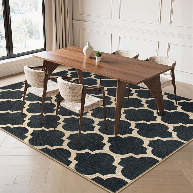 Lahome Moroccan Outdoor Rug 5x7, Easy Jute Black Washable Rugs - Image 7
