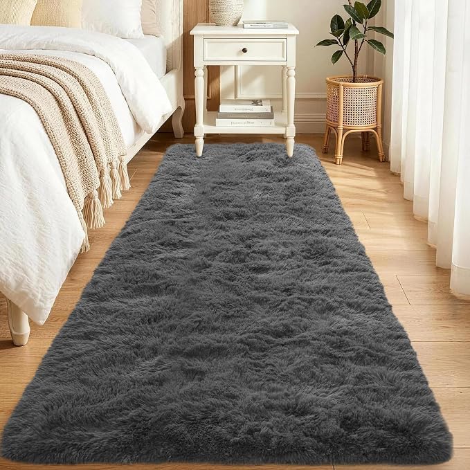 2x6 Dark Grey Fluffy Soft Runner Rug Non-Slip by ModernHomeDecor