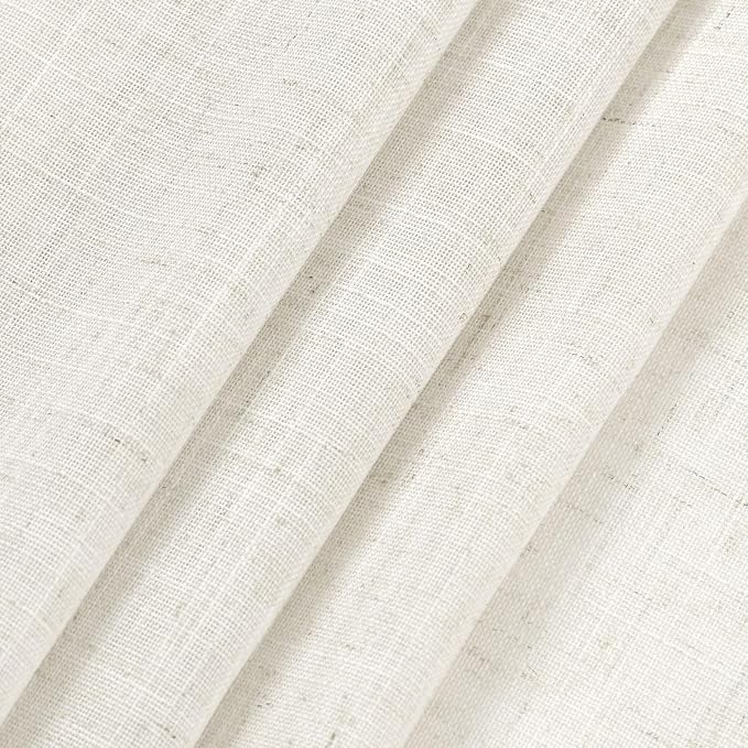 Cream Cafe Curtains 45 Inch Length Set 2 Panel Back Tab Pocket Semi Sheer Short - Image 6