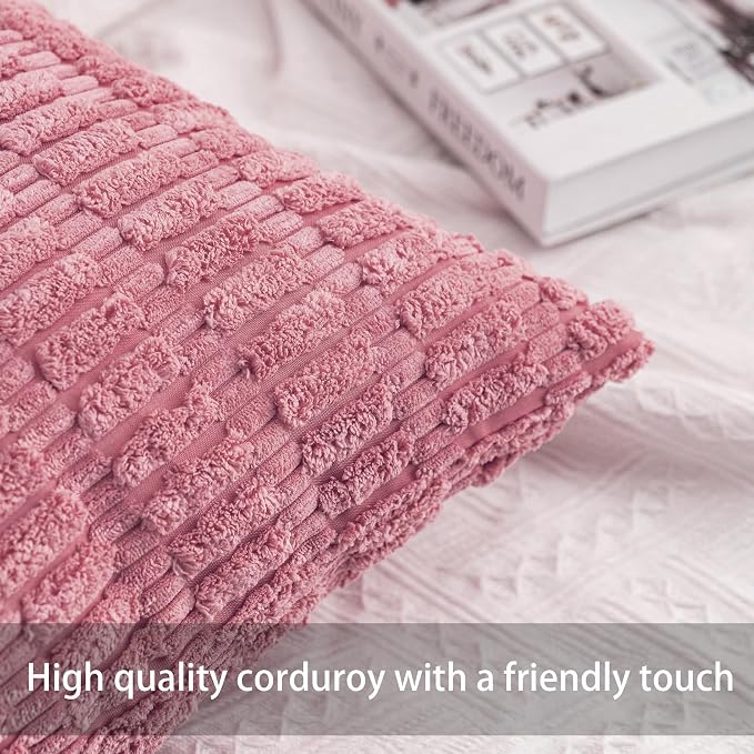 Aegero Pack of 2 Corduroy Decorative Throw Pillow Covers 22x22 Inch - Image 2
