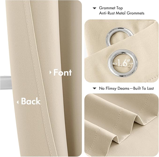 MIULEE Blackout Curtains for Bedroom 2 Panels 40 x 45 Inch Long Cream Beige | - Image 4