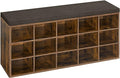 VASAGLE CUSTOS Collection - Shoe Bench, Storage Bench with Padded Seat, Entryway Bench with 15 Compartments, for Bedroom, 11.8 x 41.3 x 18.9 Inches, Rustic Brown and Chestnut Brown ULHS15BX