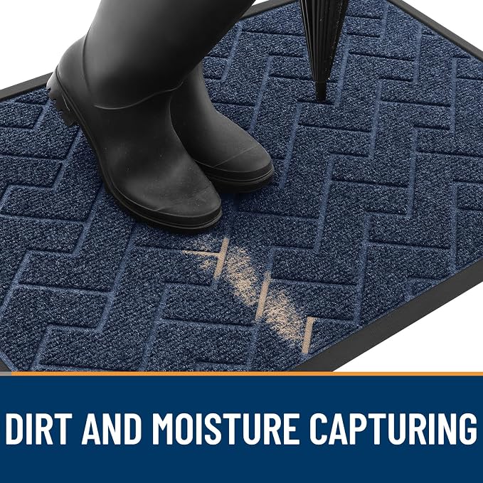 OLANLY Front Door Mat Outside 35x23, All-Season Absorbent Rubber Doormat | Blue - Image 7
