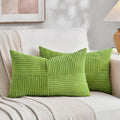 Fancy Homi Set of 2 Lime Green Long Lumbar Decorative Throw Pillow Covers 16x24 by Fancy+Homi