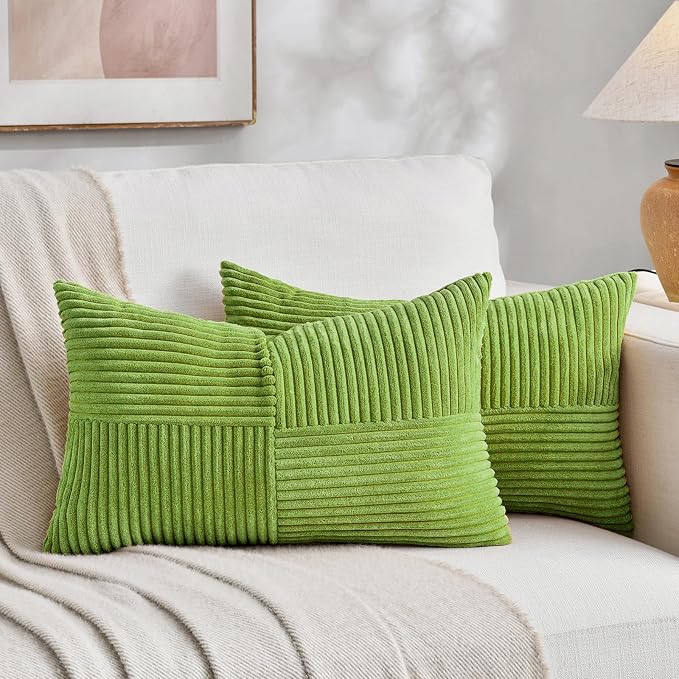 Fancy Homi Set of 2 Lime Green Long Lumbar Decorative Throw Pillow Covers 16x24 by Fancy+Homi