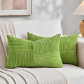 Fancy Homi Set of 2 Lime Green Long Lumbar Decorative Throw Pillow Covers 12x24 by Fancy+Homi