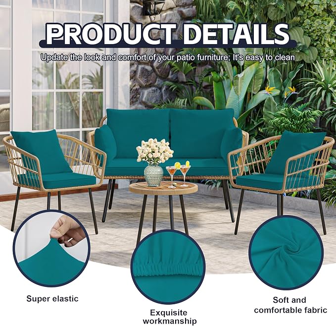 12Pcs Patio Cushion Covers, Outdoor Stretch Cushion Covers, Washable | Stretch - Image 3