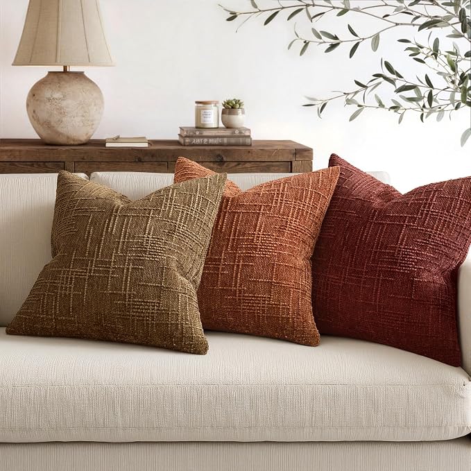 MIULEE Chenille Textured Fall Throw Pillow Covers Bronze 18x18 Set of 2 | - Image 5