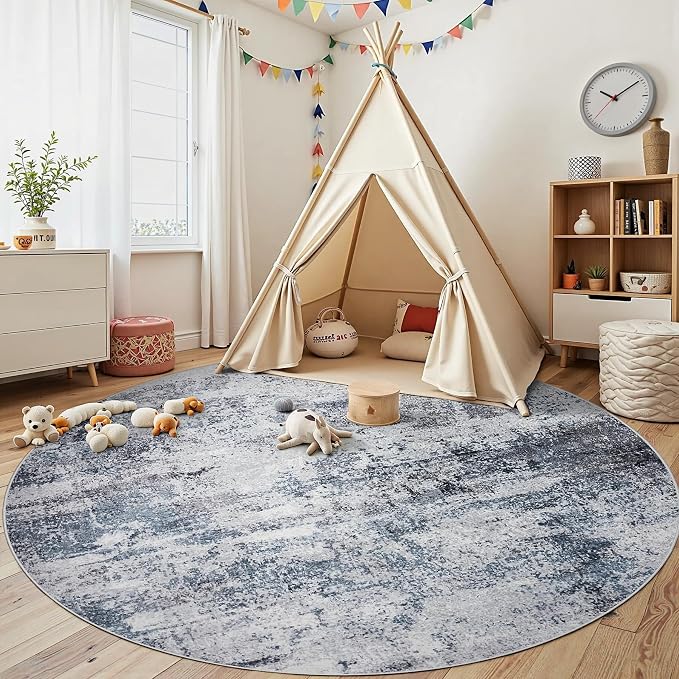 Aelenmu Round Rug 8ft Washable Rug - Image 4