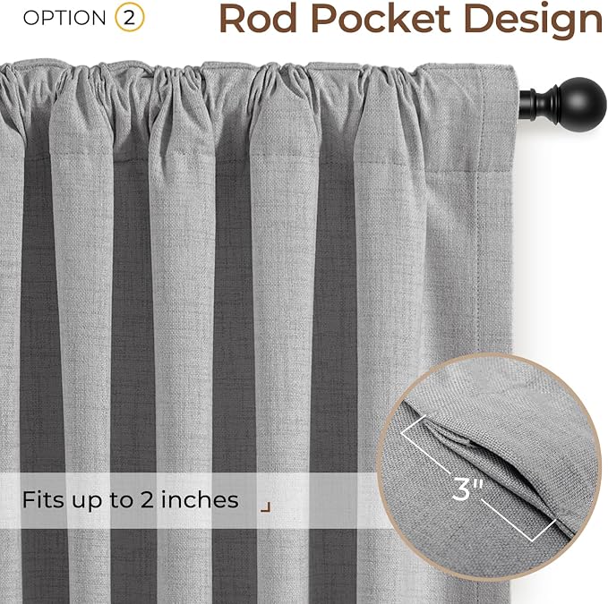 INOVADAY 100% Blackout Linen Curtains - Image 4