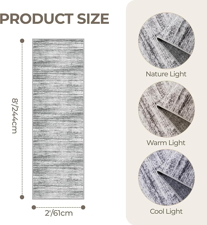 2x8 Runner Rug Non Slip, Washable Hallway Runner Rug, Nursery Room, Soft Runner - Image 2
