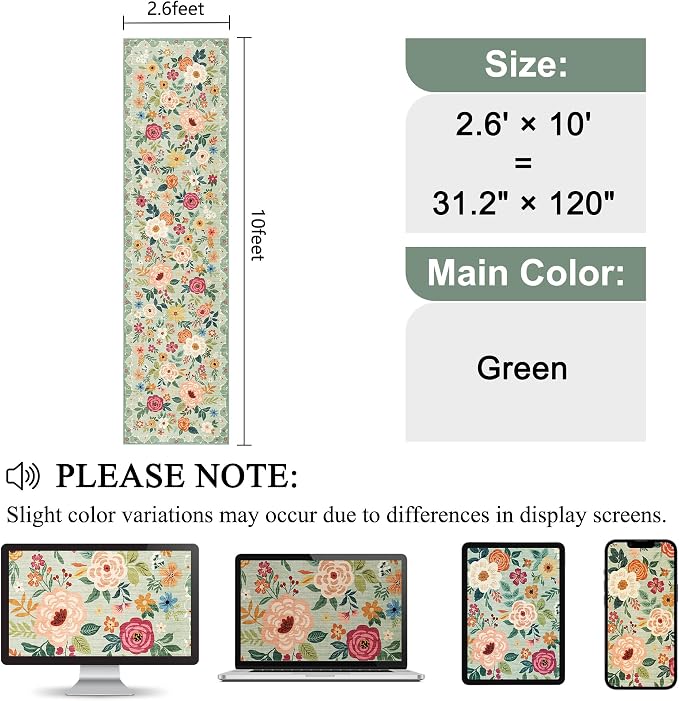 DUKINO 2.6x10 Runner Rug for Hallway, Washable Kitchen Rugs Non Slip, Low Pile - Image 2