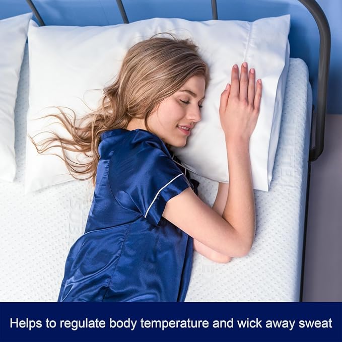 Subrtex 3 Inch Mattress Topper Cover (Only Cover) Mattress Topper Protector Bedding Rayon Made from Bamboo Removable Mattress Encasement with Zippers, Queen