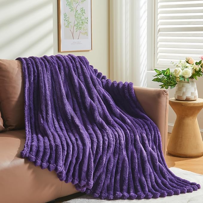 NEWCOSPLAY Fleece Ribbed Cozy Throw Blanket - Image 8