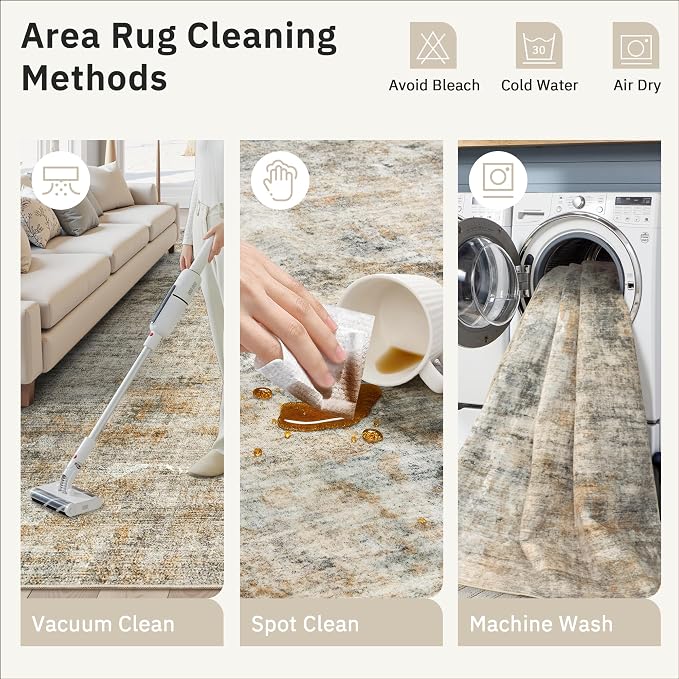 Soalmost Abstract Rug 5x7 Washable Area Rugs - Image 9