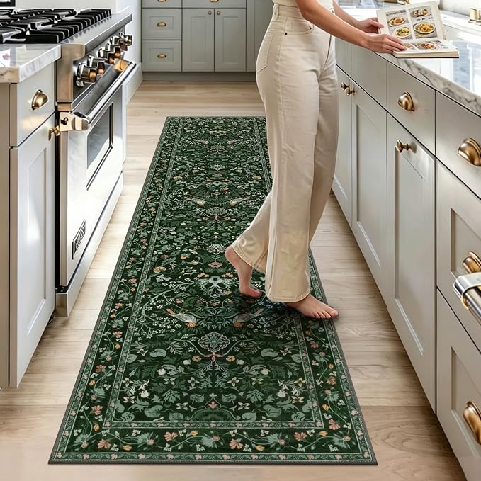 HEBE Hallway Runner Rug 2'x6', Washable Non Slip Kitchen Rug Runner | Soft Boho - Image 9