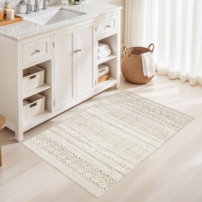 cotiled Washable 3x5 Entryway Rugs: Boho Moroccan Soft Small Rug | Solve Modern - Image 5