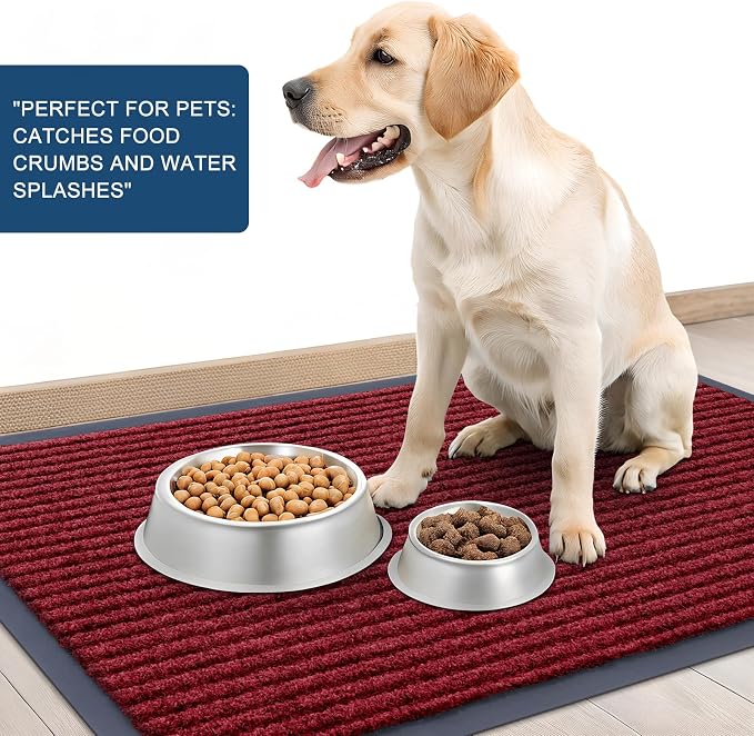 OLANLY 2-Pack Front Door Mats 59x23, Waterproof Heavy-Duty Doormats | Wine Red - Image 6