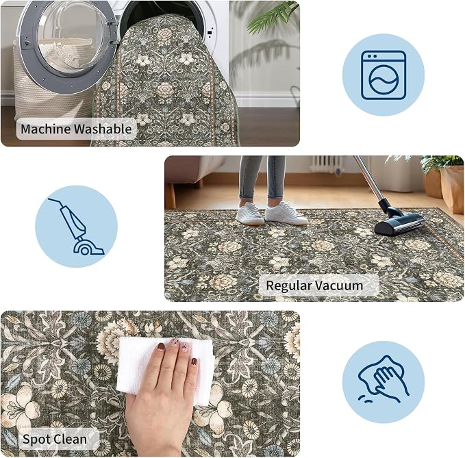 GarveeHome Area Rugs 8x10 for Living Room, Floral Large Washable Rug Soft Non - Image 6
