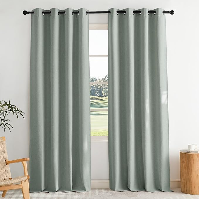 NICETOWN Full Shade Faux Linen Curtains 96" Long by NICETOWN