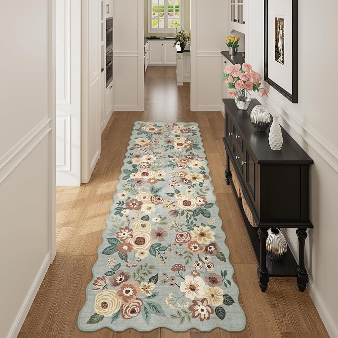 DUKINO 2x10 Runner Rug for Hallway, Washable Kitchen Rugs, Sage Green | Non Slip by DUKINO