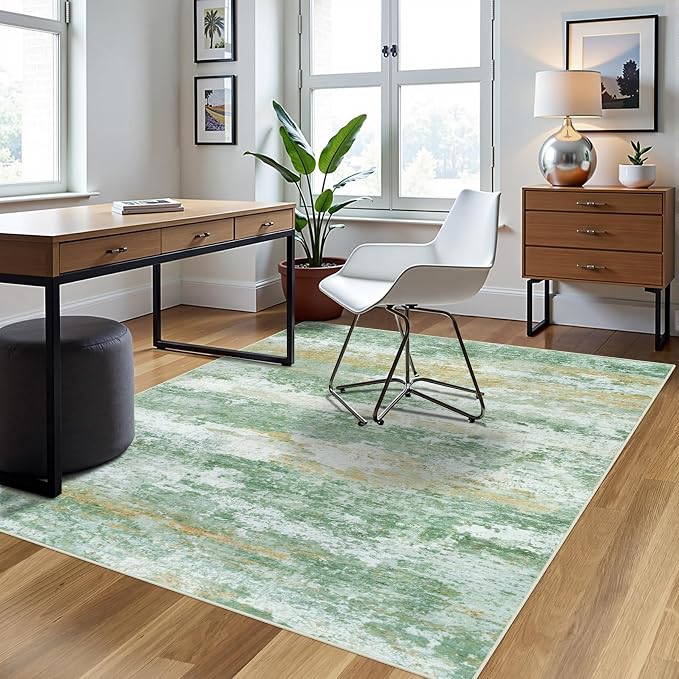Aelenmu 5x7 Area Rugs for Living Room Washable Bedroom Dining Room Green | - Image 4