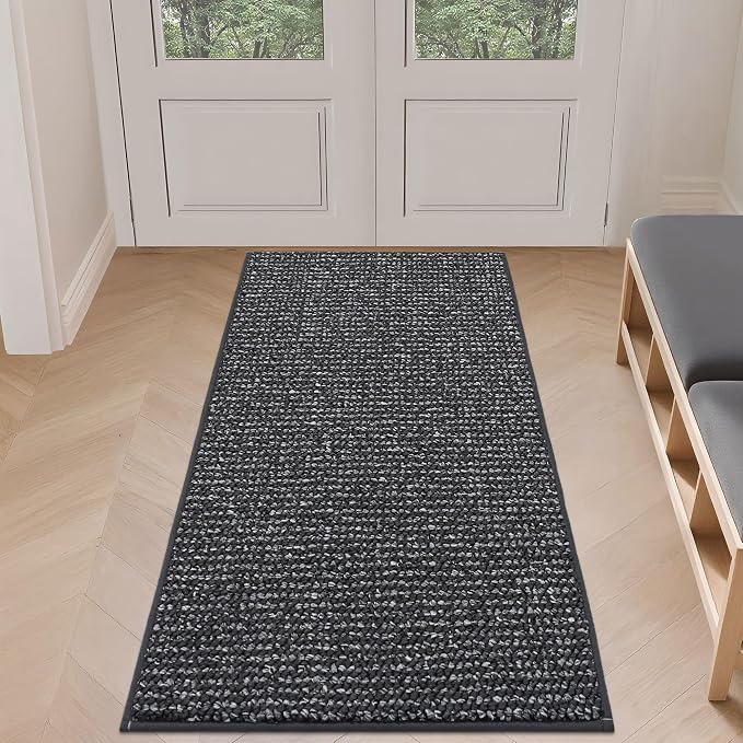 BEQHAUSE Dirt Trapper Door Mat 24"x60", Non-Slip Washable Doormat, Charcoal | by BEQHAUSE