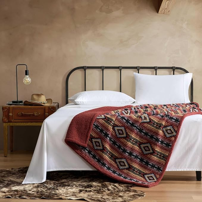 Wrangler - Reversible Throw Blanket, 50 x 60, Printed Sherpa Fleece Blanket - Image 2
