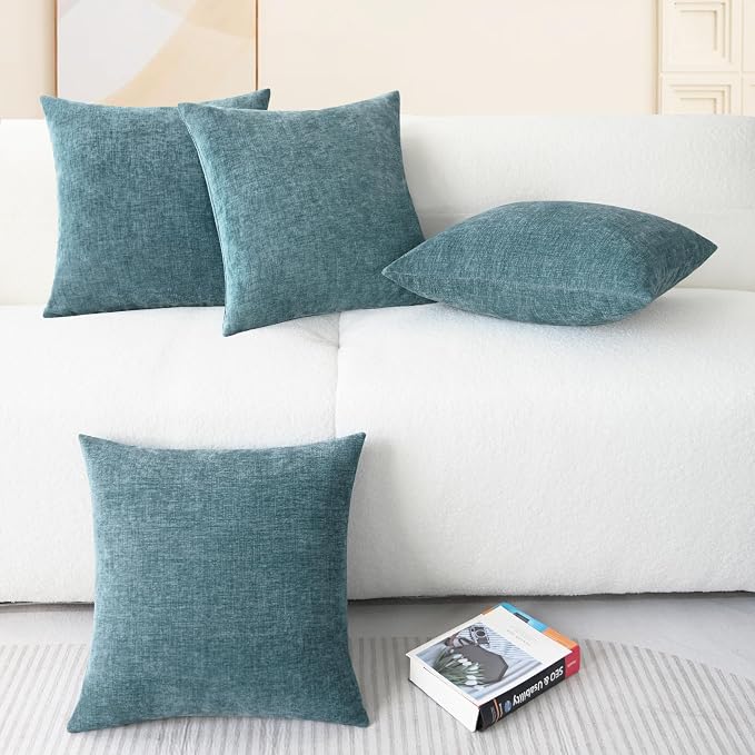 CaliTime Decorative Couch Throw Pillow Covers 18 X 18 Inches Smoke Blue | Pack - Image 6