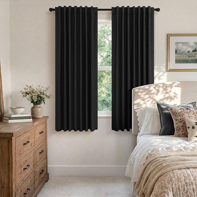 72 Inch Blackout Curtains for Living Room 2 Panel Burg Complete Black Out - Image 3