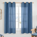 YoungsTex Navy Blue Linen Curtains 48 Inch Length, Short Light Filtering Semi by YoungsTex