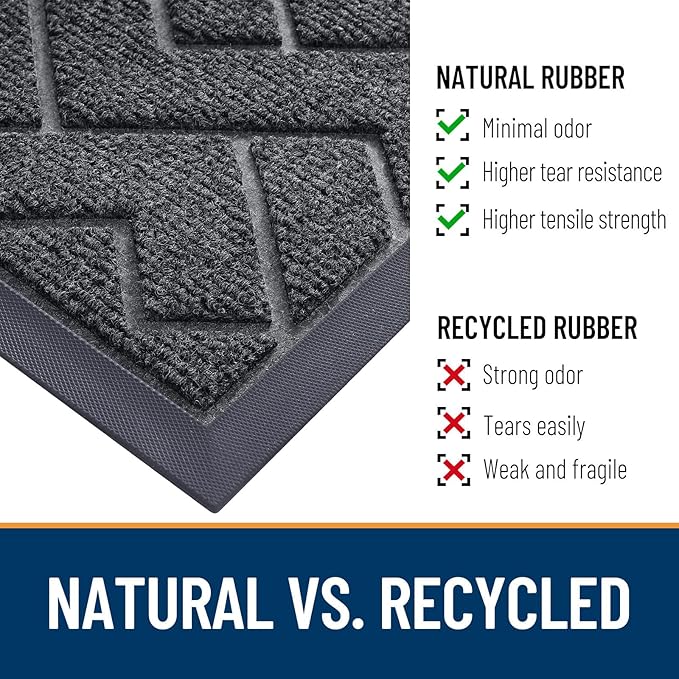 OLANLY Front Door Mat Outside 47x32, All-Season Absorbent Rubber Doormat | Grey - Image 5