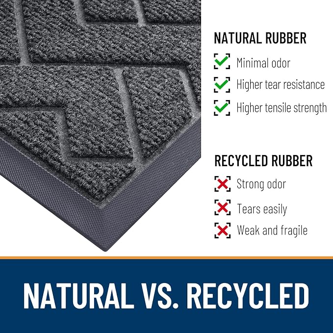 OLANLY Front Door Mat Outside 71x47, All-Season Absorbent Rubber Doormat | Grey - Image 5