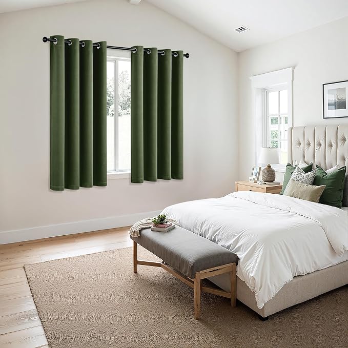 MIULEE Blackout Curtains for Bedroom 2 Panels 55 x 68 Inch Long Olive Green | - Image 6