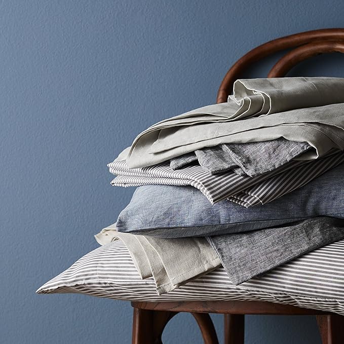 Queen Sheets Stripe Grey - 6 Piece 1500 Supreme Collection Fine Brushed Microfiber Deep Pocket Queen Sheet Set Bedding - 2 Extra Pillow Cases, Great Value, Queen, Classic Stripe Gray