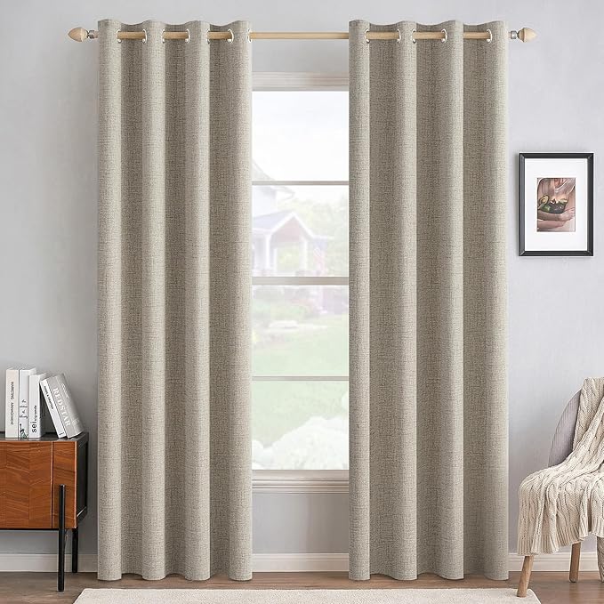 MIULEE 100% Blackout Linen Curtains by MIULEE