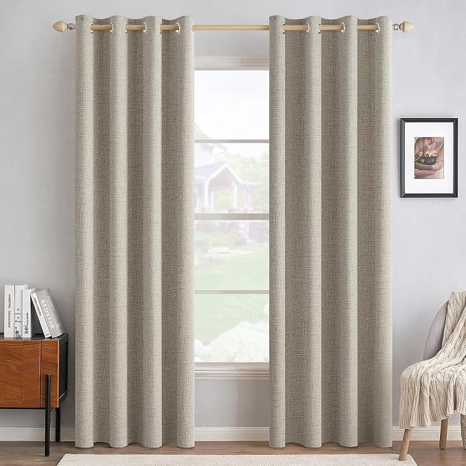 MIULEE 100% Blackout Linen Curtains by MIULEE