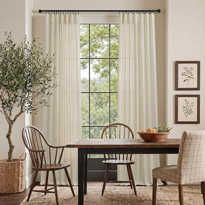 Pitalk Birch Beige Linen Semi Sheer Curtains 84 Inches Long - Image 2